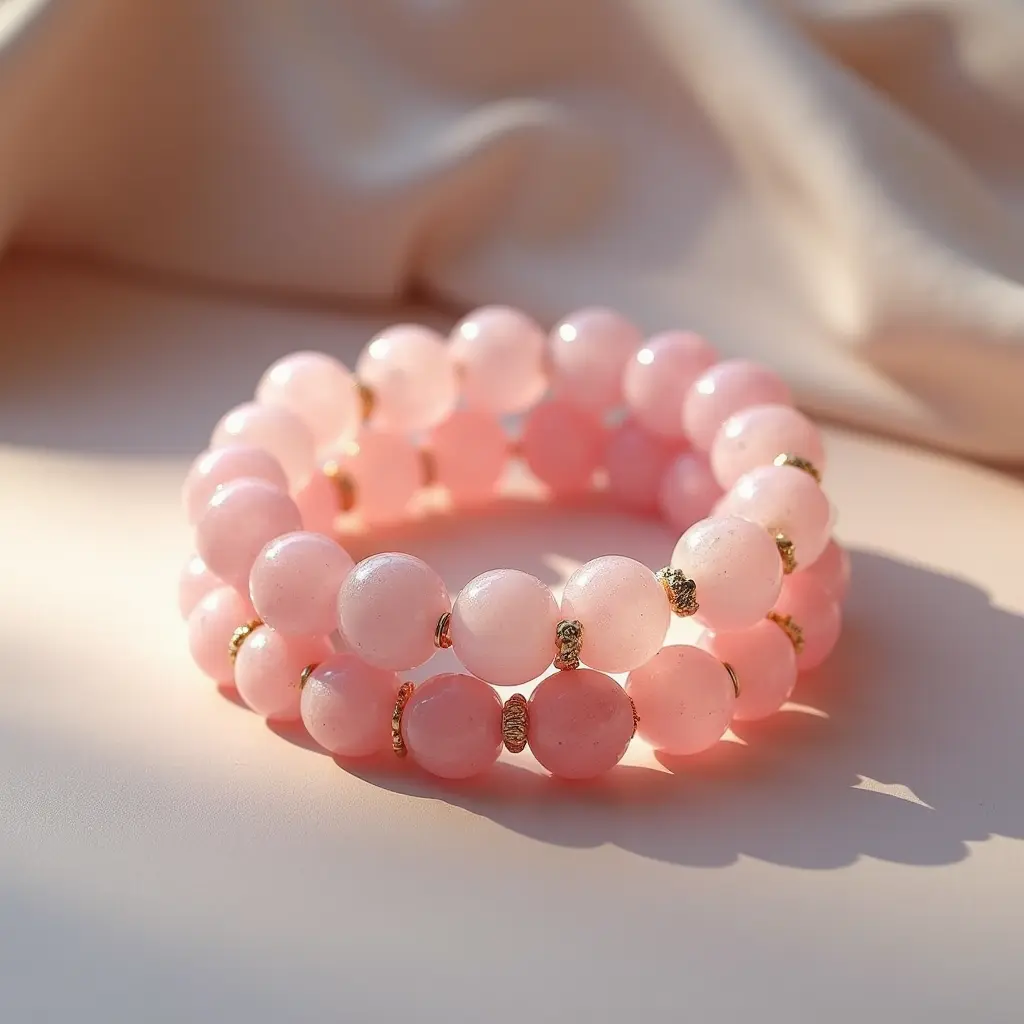 an image of a beautiful rose quartz bracelet