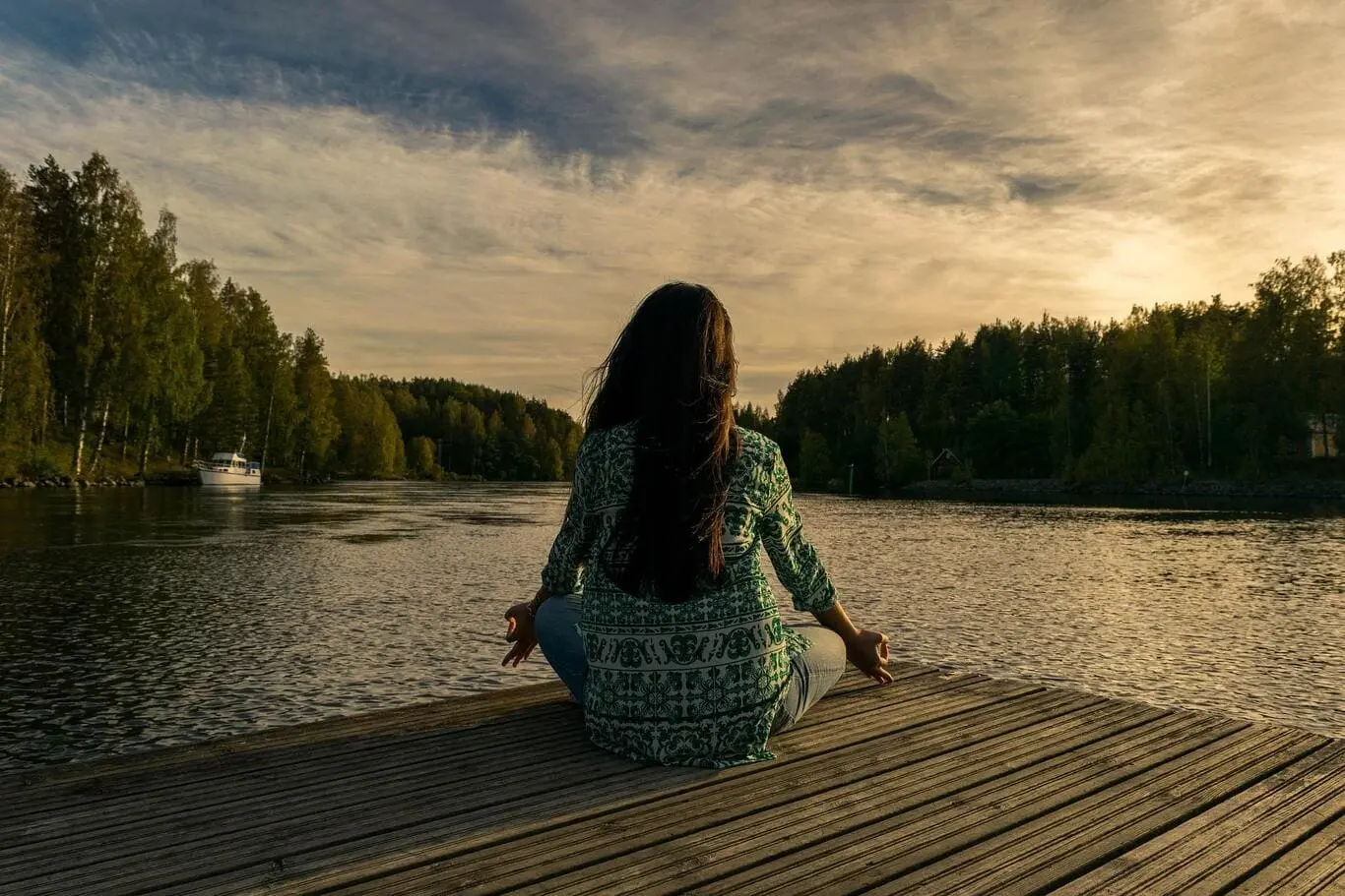 A woman meditating