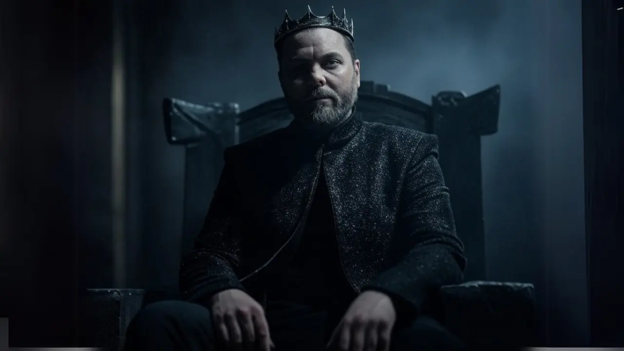 image of a man in dark masculine energy wearing a crown