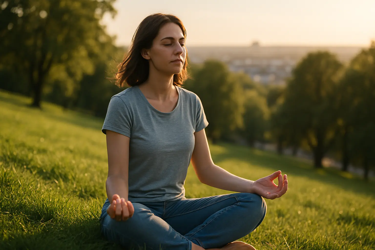 a woman sitting in meditation