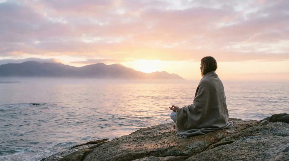 Person by the ocean reflecting on Lemurian Starseeds signs and spiritual identity.