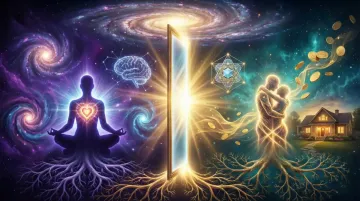 Visual representation of the hermetic Law of Correspondence showing inner world creating outer reality