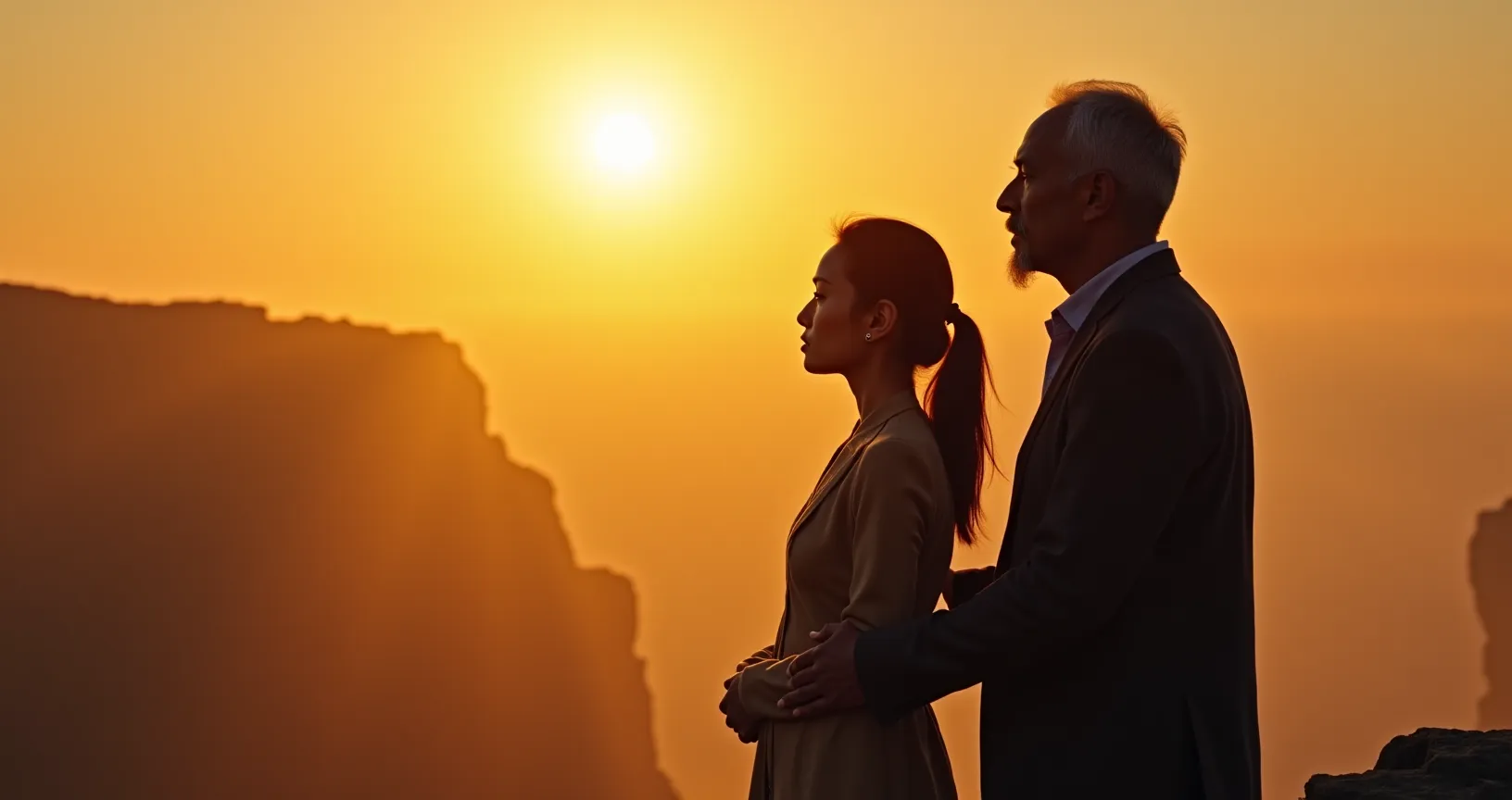 manand a woman with a sunset background fulfilling their dreams