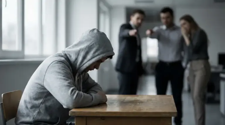 Person isolated by a narcissistic smear campaign while others spread rumors around them