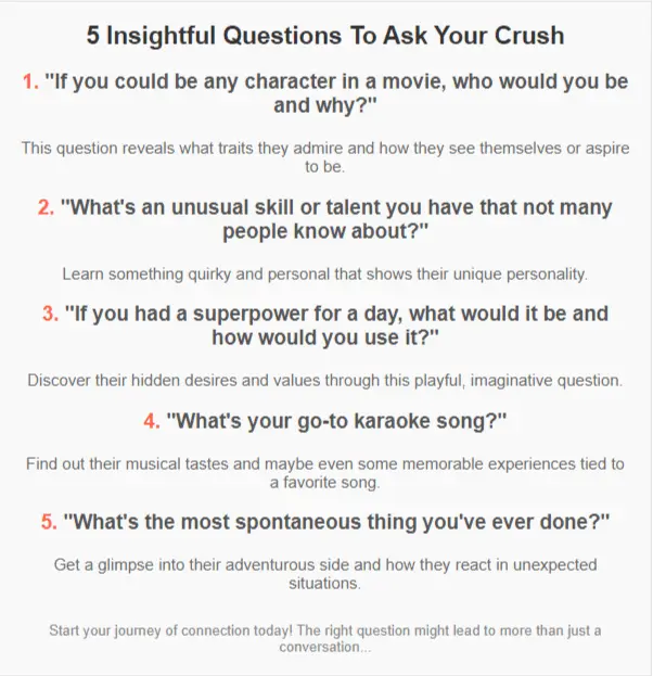 A graph of Insightful Questions To Ask Your Crush