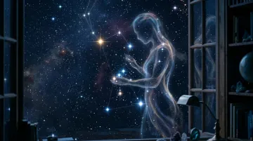 Orion starseed constellation with glowing human silhouette in deep space.