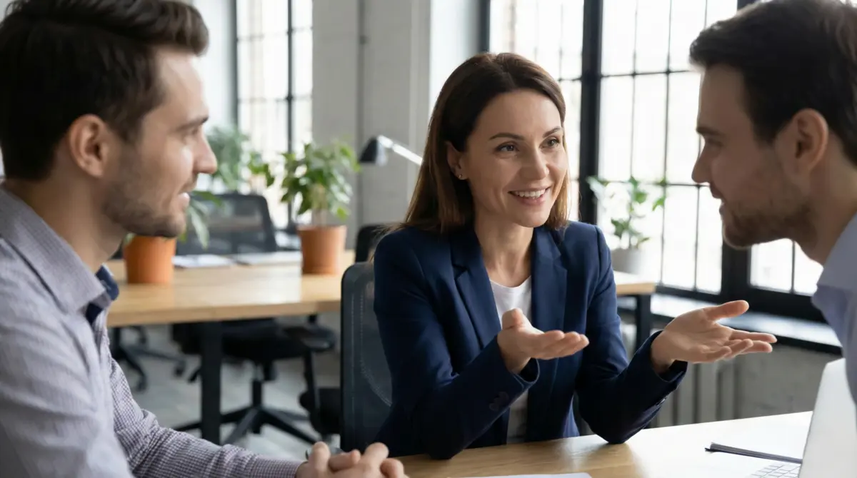 Good person setting healthy boundaries with kind but firm body language during respectful conversation