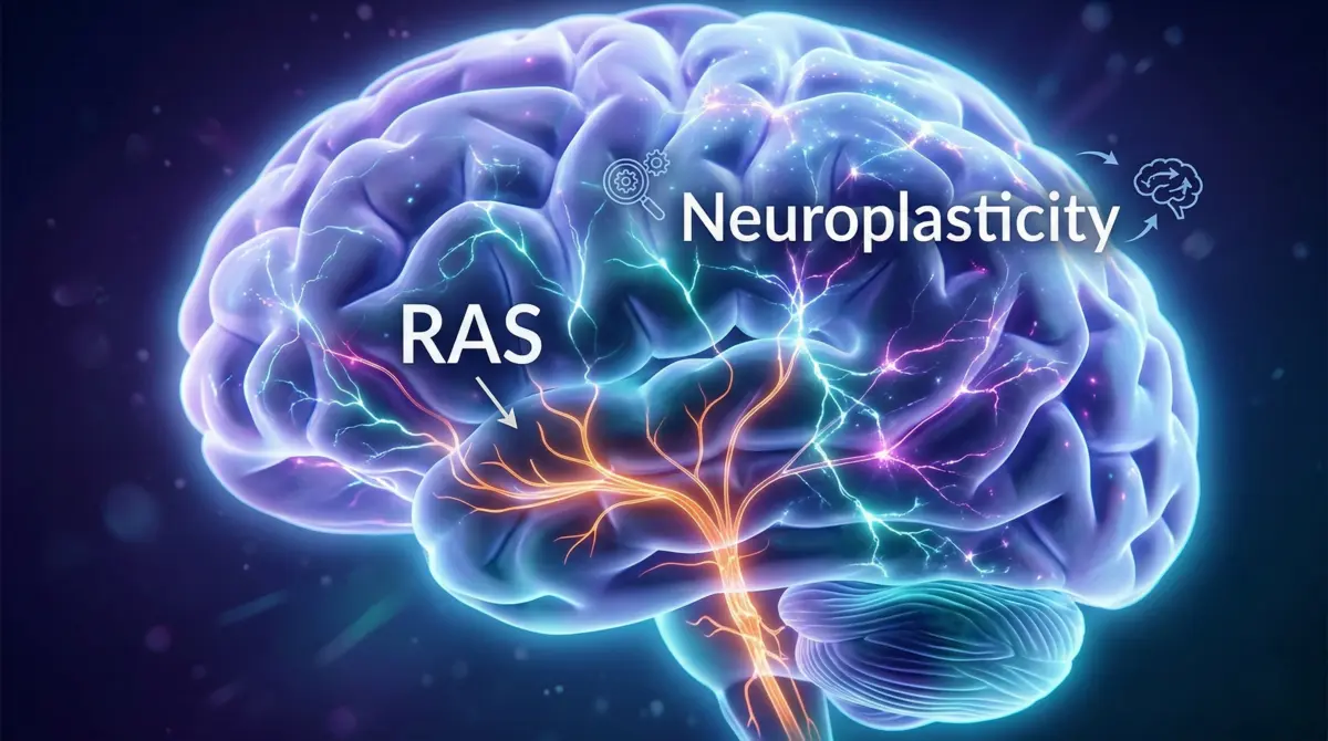 Diagram showing brain neural pathways activated during visualization manifestation practice