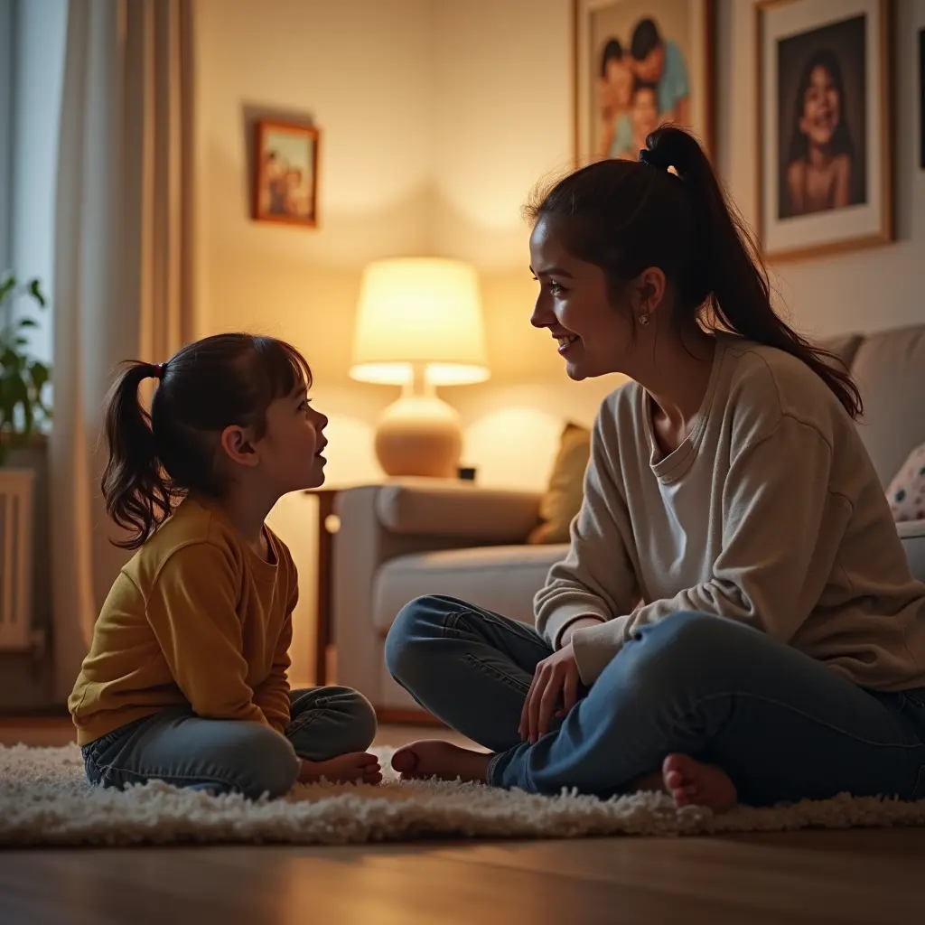 A mom and daughter talking with each other breaking the cycle of trauma