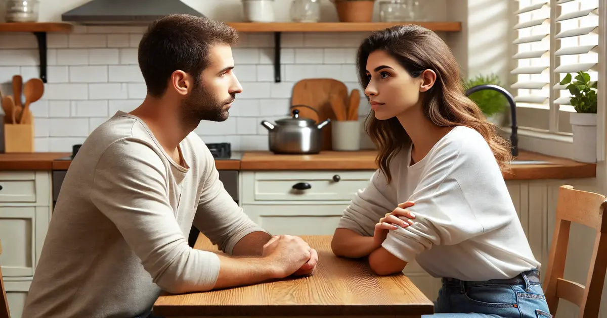 image depicting a couple practicing active listening, which complements the section on effective communication techniques.