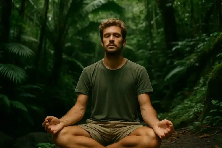 A man in bali doing meditation to discover what is mindfulness meaning