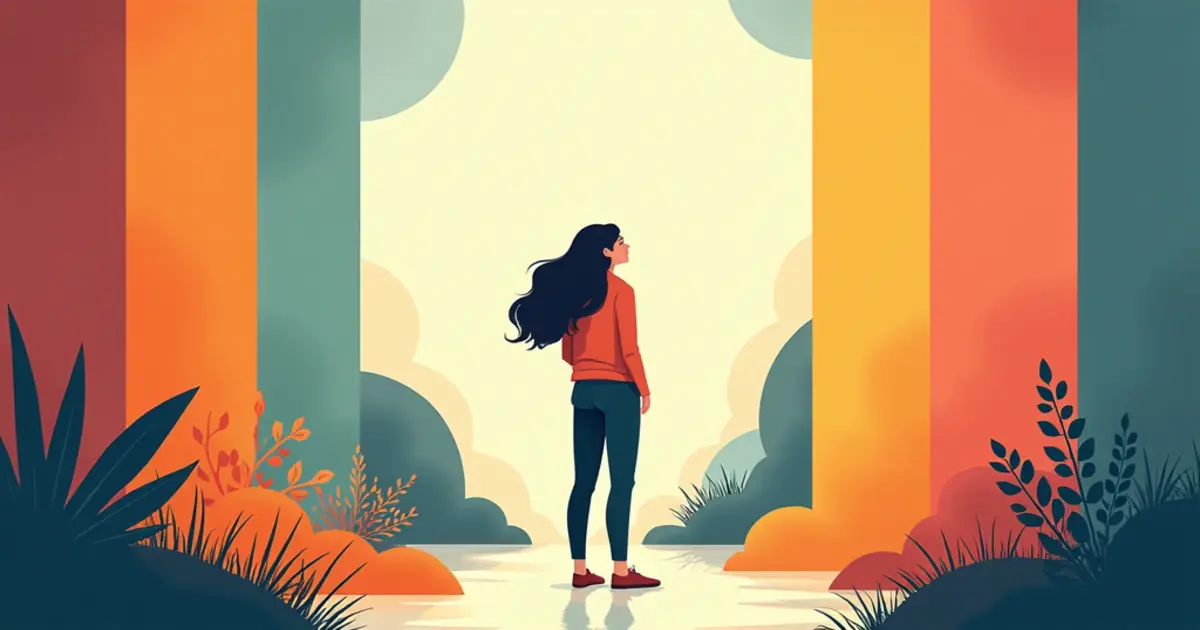 An illustration showing a person confidently setting boundaries in a conversation, symbolizing self-love and personal well-being.