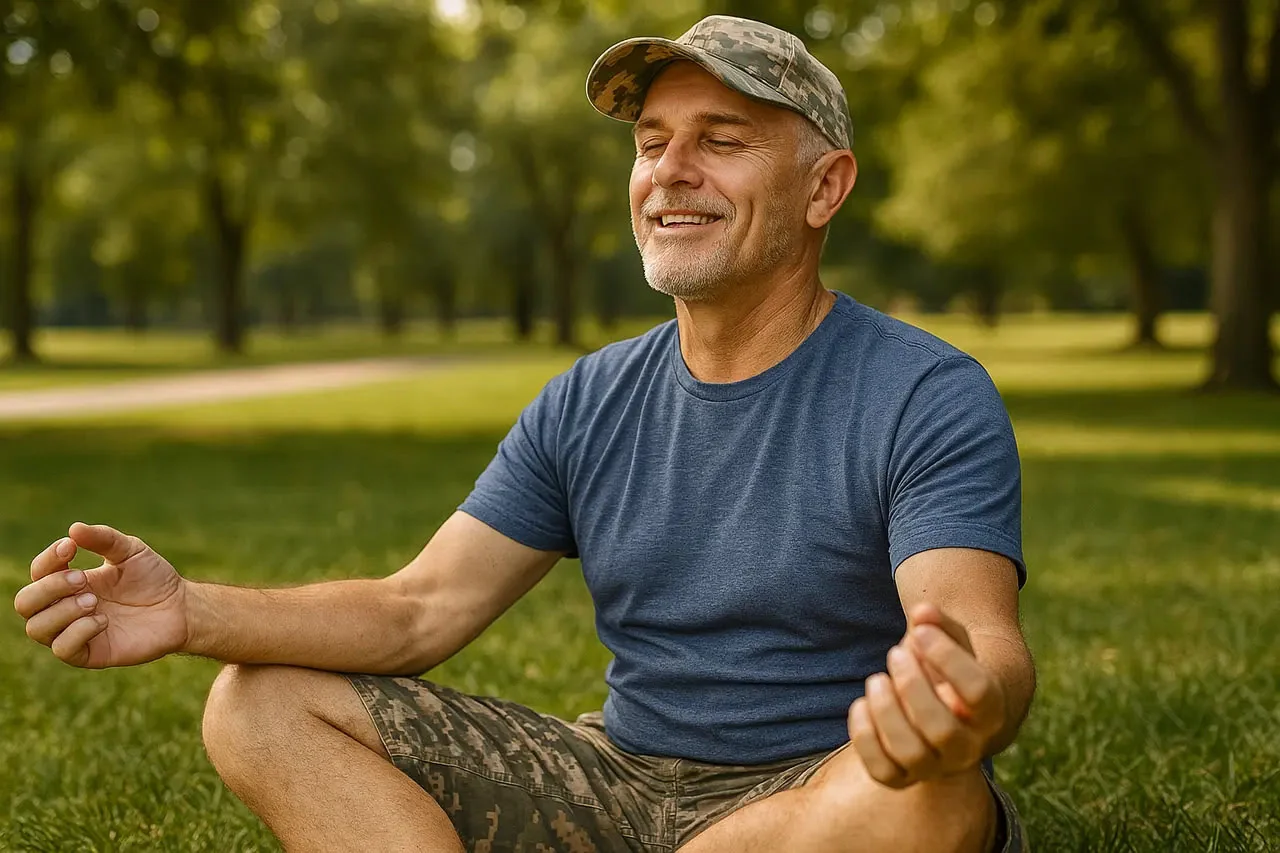 veteran using meditation to ease anxiety