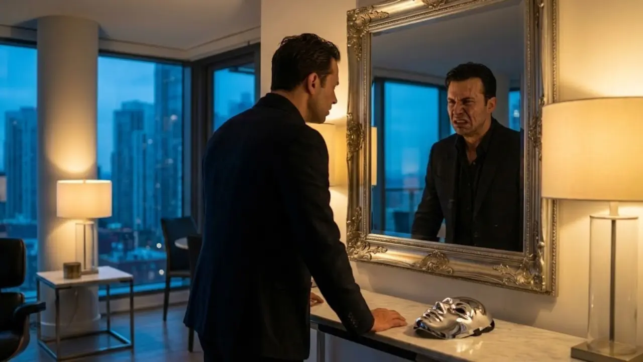 A narcissists looking in the mirror idealizing his false self