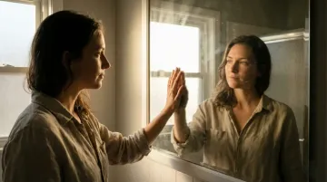 Woman looking at her reflection in mirror with hopeful expression during narcissistic abuse recovery journey. Reclaim Your Identity After Narcissistic Abuse