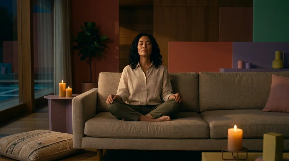 Person meditating by candlelight connecting vagal healing with spiritual consciousness and inner stillness