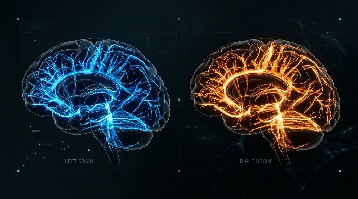 Brain scan visualization showing different neural connectivity patterns