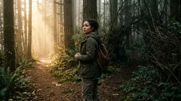 A person standing at a crossroads representing the choice between old trauma patterns and new neural pathways after narcissistic abuse