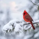 red cardinal sitting on a branch
