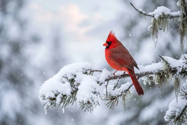 red cardinal sitting on a branch